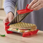 Microwave Sandwich Toaster & Grill Home Kitchen Cooking Tool W/ Non-Stick Plates