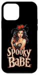 Coque pour iPhone 12 mini Spooky Babe Sorcière avec fleurs pour Halloween