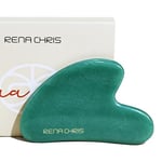 Rena Chris Gua Sha Facial Tools, Natural Jade Gua Sha Stone, Guasha Tool Face for Jawline Sculpting and Puffiness Reducing, Gua Sha Massage Tool, Skin Care Gift (Green)