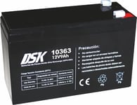 DSK 10363 - Batterie au Plomb AGM Rechargeable scellée 12V 9Ah. Idéal pour Les Voitures et Les Motos électriques pour Enfants, Scooters, systèmes UPS, systèmes de sécurité. Le Gel ne se renverse Pas