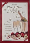 Christmas Card To The One I Love Champagne Fluted Bottle ice Bucket Gold Foil