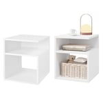 EUGAD Lot de 2 Table de Chevet avec 2 Compartiments Ouverts, Table Basse 35x35x41,5 cm, Table de Nuit Design Simple, Chevet de Lit, Meuble de Rangement Chambre en Bois, Blanc, 0002CTG-2