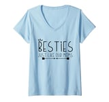 Womens Besties Just Like Our Moms Best Friend Baby Announcement V-Neck T-Shirt