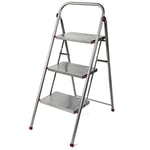 Kleeneze KL068514EU Escabeau Pliable à 3 Marches, Robuste Marchepieds Pliant de Bricolage, pour Intérieur/Extérieur, Max capacité 150 kg, 105 cm, Rose/Gris