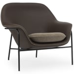 Drape Lounge Chair Low Grey Steel Lenestol Skum Laget av skinn Laget av skinn, Ramme i svart stål Brun, Brun