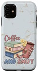 Coque pour iPhone 11 Funny Coffee and Smut Bookworm Librarian Skeleton Retro Cute