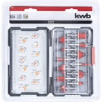 kwb 757295 Jeu de fraises pour défonceuse Carbure de tungstène Diamètre de tige 8 mm 12 pièces