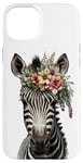 Coque pour iPhone 15 Plus Zèbre Jaune Et Violet Cheval Fleurs Tropicales Poney