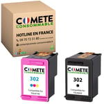 COMETE, Marque française - 302-2 Cartouches d?Encre Compatibles pour HP 302 - pour HP DESKJET 1110 2132 2134 3630 3631 3632 3633 3634 3638 HP Envy