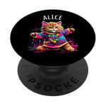 Alice Chat dansant coloré pour fille Nom Alice PopSockets PopGrip Adhésif