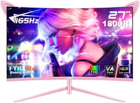 FY27FHP Moniteur Rose 27 Pouces incurvé Gaming 165Hz-Ecran VA 144Hz 1800R 1ms 1920x1080P,Haut-parleurs intégrés,AMD Free-Sync,HDMI,DP,USB,AUX,Inclinaison réglable