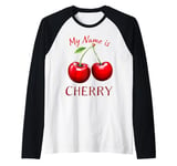 My Name is Cherry Red Ripe Red Cherry Love Valentine Raglan Baseball Tee