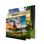 INFORMA Housse de cadre 3 changements de cadre photo Asien, sans cadre, 49 x 49 cm, motifs interchangeables avec impression directe UV pour cadre photo LED