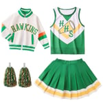 Chrissy Cunningham Cosplay Kostymer Stranger Things 4 Cheerleader rekvisita Hawkins High School Lucas Sinclair Halloween Klänning coat top skirt-2 Adult S