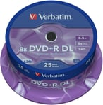 100 Verbatim Logo Dual Layer DVD+R 8x DL Double layer Blank Discs 8.5GB 43757