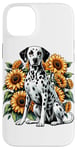 Coque pour iPhone 14 Plus Sunflowers Dalmatian Dalmatians Dal Dally Dog