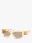 Miu Miu MU 09WS Women's Rectangular Sunglasses, Sand Transparent/Brown