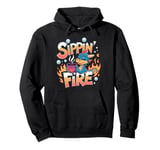 Sippin’ Fire Cute Dragon Tea Lover Pullover Hoodie