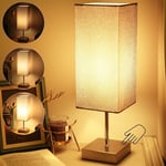 HSLighting Touch Lamps Bedside, Tall Bedside Lamps 38.3cm with Square Metal Base