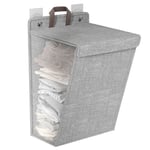 Esoes Laundry Basket Foldable with Lid Handles Gray 