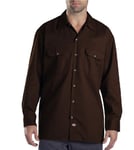 Dickies Men's Long Sleeve Plain Long Sleeve Workwear Shirt, Brown (Dark Brown), Large