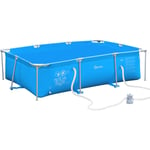 Piscine tubulaire hors sol rectangulaire cadre en métal avec filtre 292L x 190l x 75H cm bleu