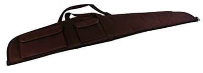 Januel - Etui pour Carabine Chazot - Fourreau pour Carabine de Chasse - Deux Poches à Rabat Scratch - avec Bretelle - Tissu Polyester - Longueur 120cm - Rembourrage 15mm - Marron