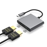 NÖRDIC USB-C adapter till dubbla HDMI skärmar 4K 60Hz Windows MacOS Android