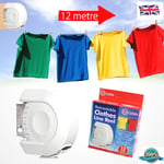 12m Retractable Clothes Line Wall Mounted Indoor Outdoor Garden Washing Dryer