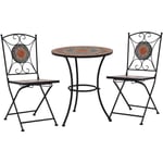 Maisonchic - Ensemble Table et Chaises de jardin 3 pcs Mobilier de bistro mosaïque Carreau céramique Orange/Gris 48470