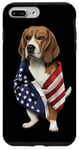 Coque pour iPhone 7 Plus/8 Plus Beagle Dog Patriot Wrap dans le drapeau des USA American Spirit