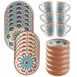 Purely Home Rio Medallion Outdoor/Camping-24 Piece Melamine Dinnerware-Set for 6