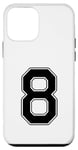 Coque pour iPhone 12 mini 8 - Numérotation uniforme [Lettre noire] Sports Baseball Soccer Club Activités