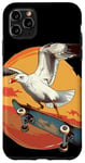 Coque pour iPhone 11 Pro Max Costume de mouette de skateboard pour les fans de patineurs et d'oiseaux de mer