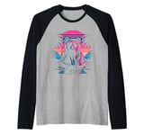 Vaporwave Rizzly Bear Synthwave Retrowave Aesthetic Vibes Raglan Baseball Tee