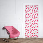 Sticker Porte Petits Coeurs Rouges 204 x 93 cm