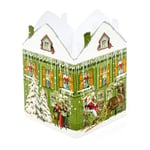 Advent Calendar Christmas Card - Nostalgic House Tealight Lantern - Green House