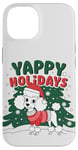 Coque pour iPhone 14 Caniche blanc mignon de Noël pour amoureux des chiens Yappy Holidays