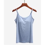 Women Tank-Top Built-in Bra Padded Push-Up Stretchable Modal Tops Camisoles Tube Vest Sleeveless Casual