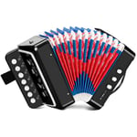 Accordéon pour Enfant, Accordeon Enfant à 10 Touches avec Sangles, Instrument de Musique Accordéon pour Débutants, Accordéon Enfant de 3 Ans et Plus, Noir