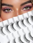 Natural Cat Eye Lashes Wispy Eyelashes 10mm Fluffy Fake Lashes that Look Like Extensions 3D C Curl Simple False Lashes 53-GIRL CODE