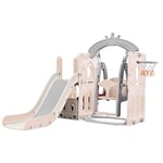 Toboggan et balançoire pour bébé Toboggan autoportant pour Enfant Centre d'activités pour Aire de Jeux Ensemble de Jeux intérieur extérieur Toboggan Long Equipement de Jeux (Tower Pink)