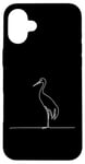 Coque pour iPhone 16 Plus Line Art Grue de sable pour oiseaux et ornithologues