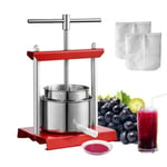 Fruktvinpress, 1,6 gallon/6L, 2 fat i rostfritt stål, manuell juicemaskin, cideräpple Druvtinkt