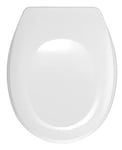 WENKO Abattant WC Bergamo blanc, abattant WC avec fixation réglable en acier inox, Duroplast antibactérien, 35 x 44.4 cm, Blanc