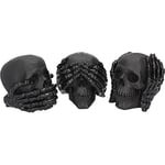 Nemesis Now Dark See No, Hear No, Speak No Evil Skulls Figurine 45cm Black