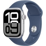 Apple Watch Series 10 GPS + Cellular - 42mm - Boîtier Silver Aluminium - Bracelet Denim Sport Band - M/L