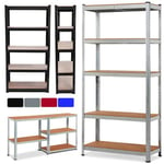 Heavy Duty 5-Tier Storage Shelves Adjustable Shelving Unit, Boltless Metal Rack, Classic Garage Storage Racking – 1.5M Height, Easy Assemble for Kitchen, Bathroom, Office, Garage Storing - Galvanised