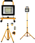 500W 130 LEDs Floodlight Tripod Stand, Portable Rechargeable Cordless Work Lamp, with remote control,Built-in lithium battery 20000mAh, Metal Telescopic Tripod for Garage Workshop Camping