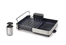 Joseph Joseph Rethink Your Sink - 2-piece Sink Organisation Set, Stainless Steel, Extendable Dish Drainer Rack with Draining Spout and Chopping Board Rail, includes Hygienic Soap Dispenser